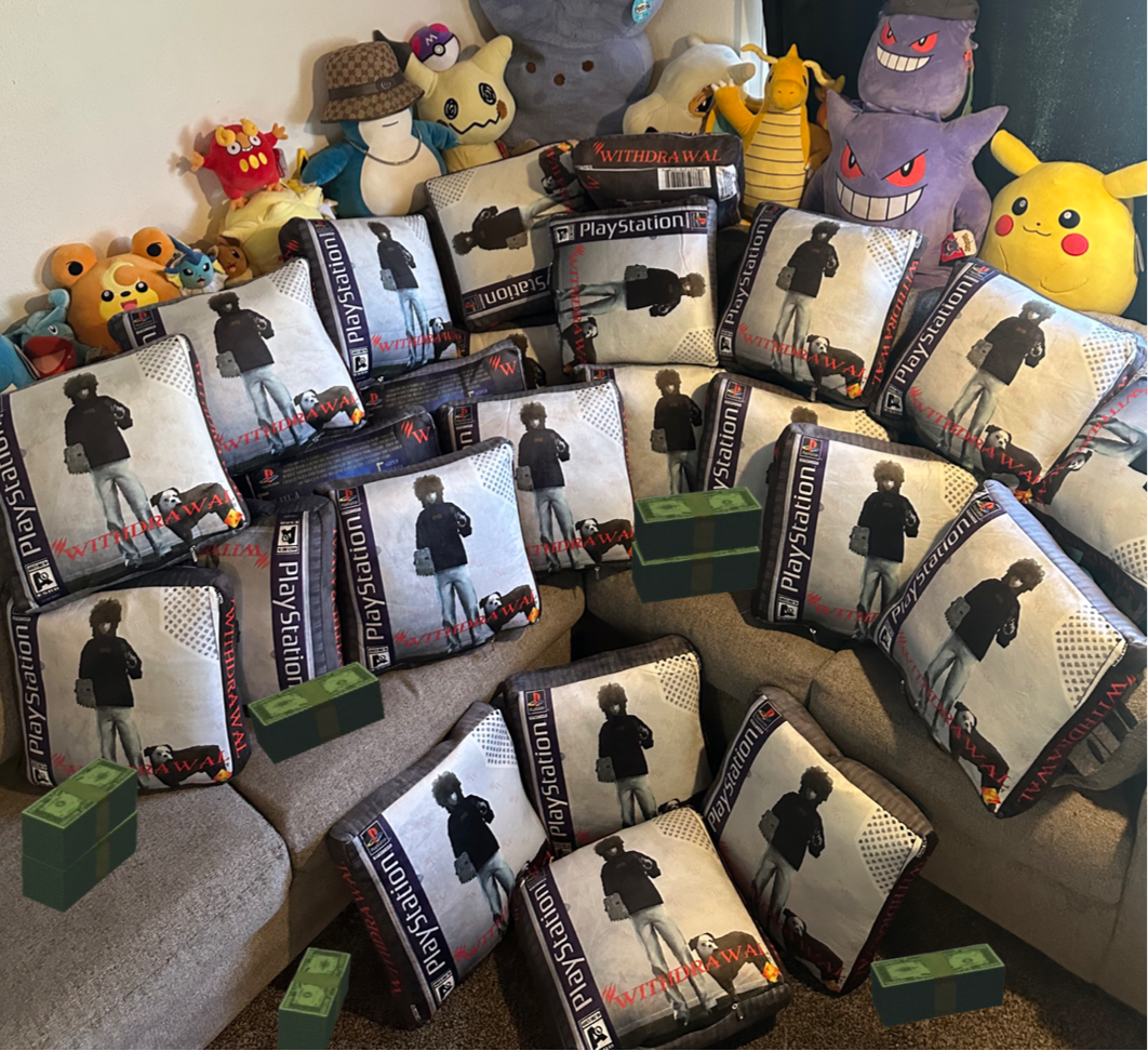 WITHDRAWAL Playstation 1 game case pillow