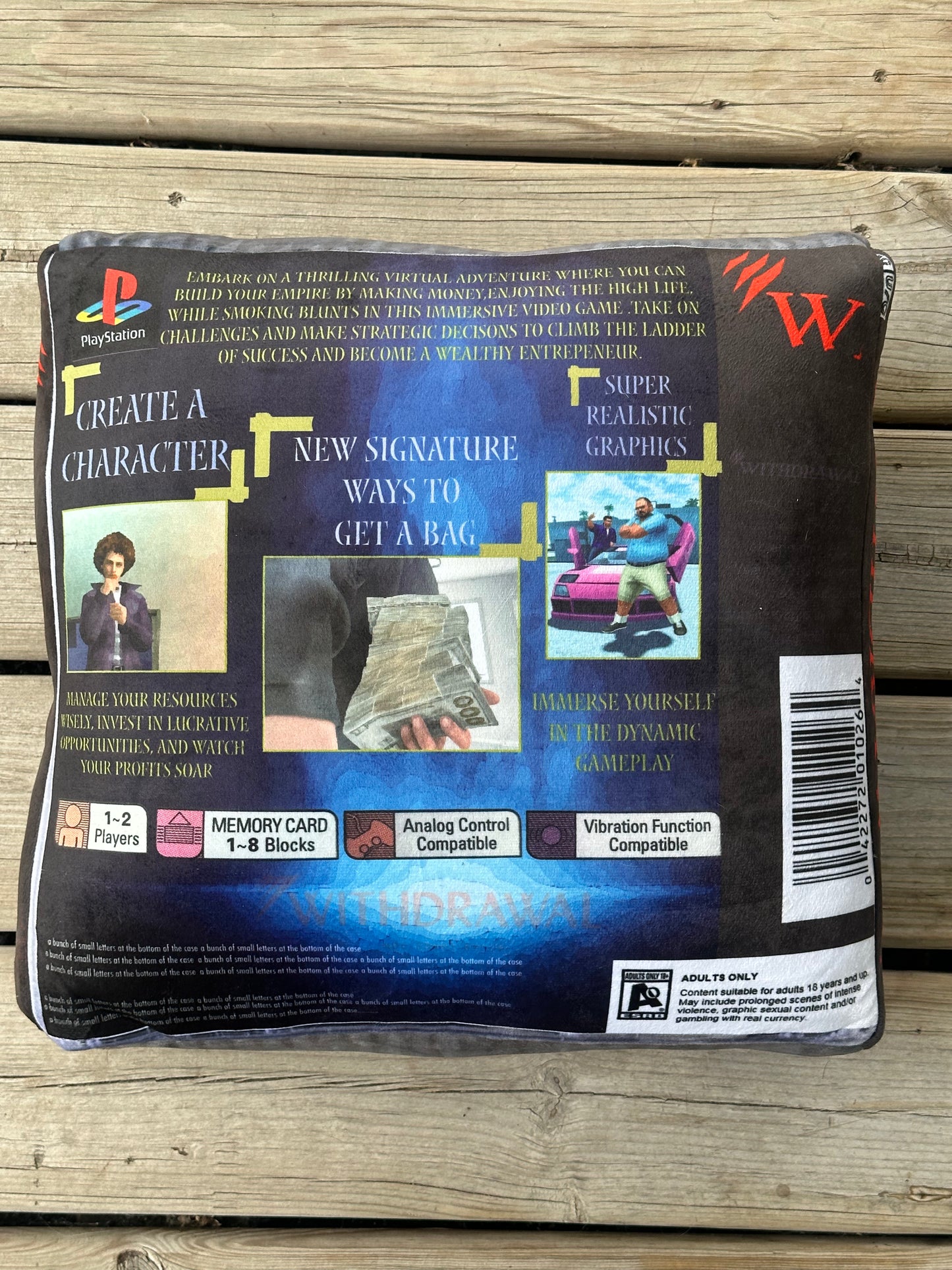 WITHDRAWAL Playstation 1 game case pillow